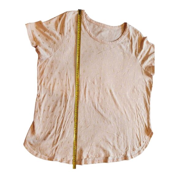 Lane Bryant T-Shirt Size 18/20 Pink w Gold Metallic Palm Trees Short Sleeve Tee - Picture 10 of 11